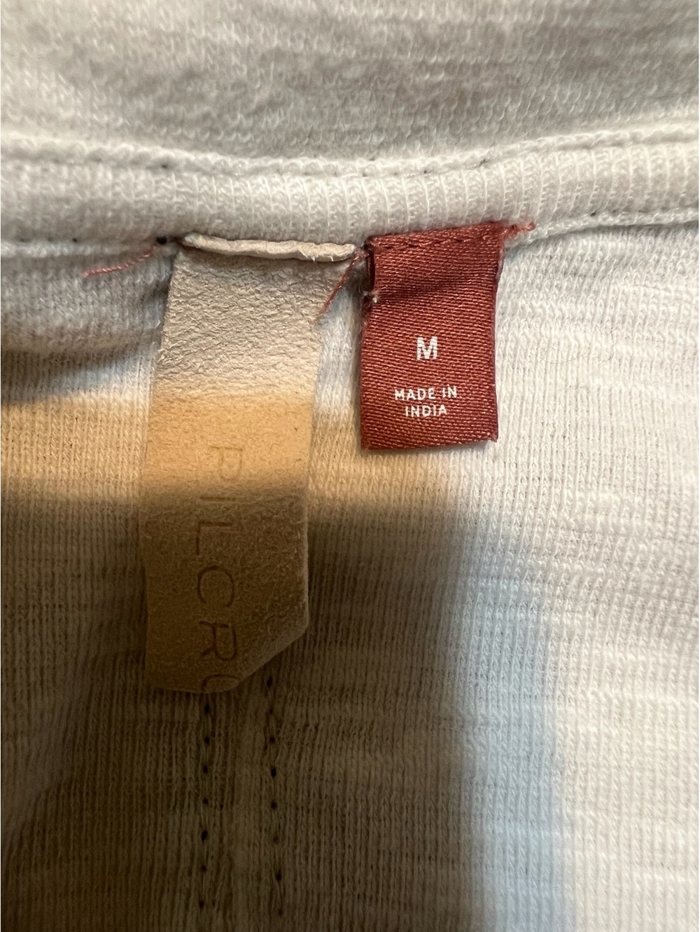 Pilcro White Cotton Blend Long Sleeve Pullover Top with Black Stitching Detail, - Picture 5 of 5